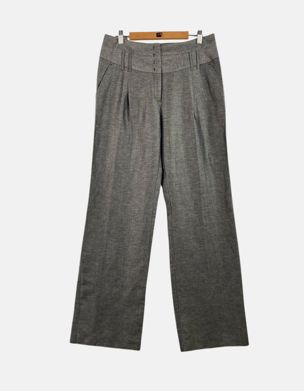 Women's Grey Wide-Leg Formal Trousers
